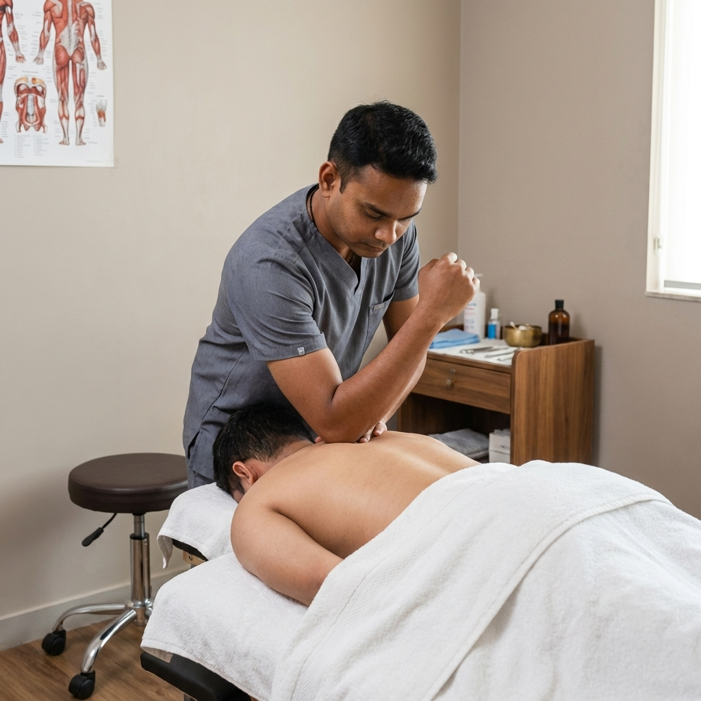 Binay in his professional massage studio