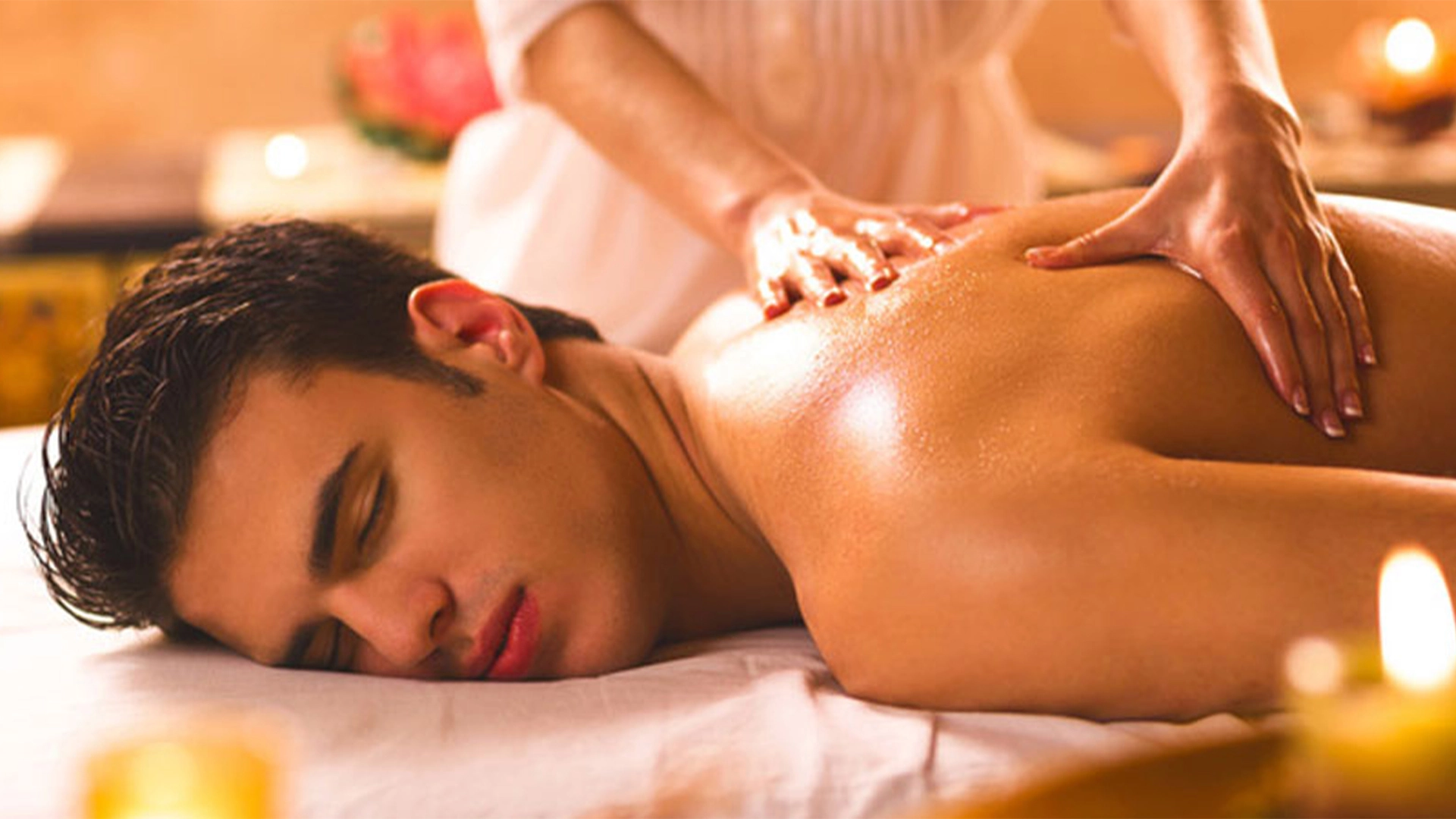 Tired traveler in Goa hotel needing massage